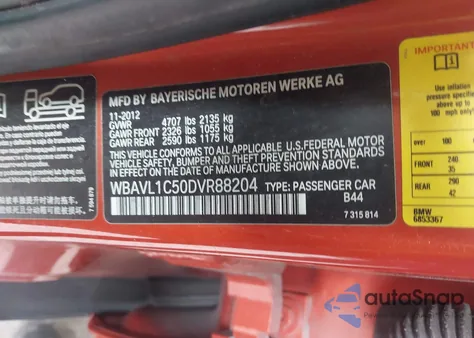 2013 BMW X1 xDrive28I from USA, damaged, VIN WBAVL1C50DVR88204